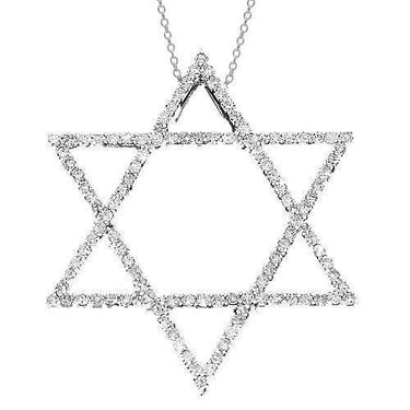 White 14K White Solid Gold Womens Diamond Star of David Pendant 0.50 Ctw