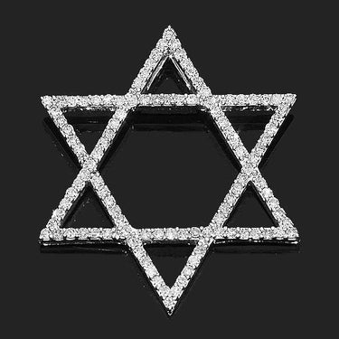 White 14K White Solid Gold Womens Diamond Star of David Pendant 0.50 Ctw