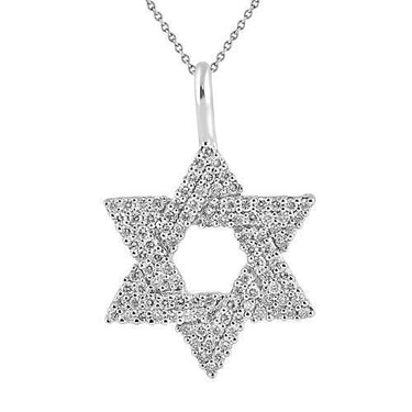 White 14K White Solid Gold Womens Diamond Star of David Pendant 1.00 Ctw