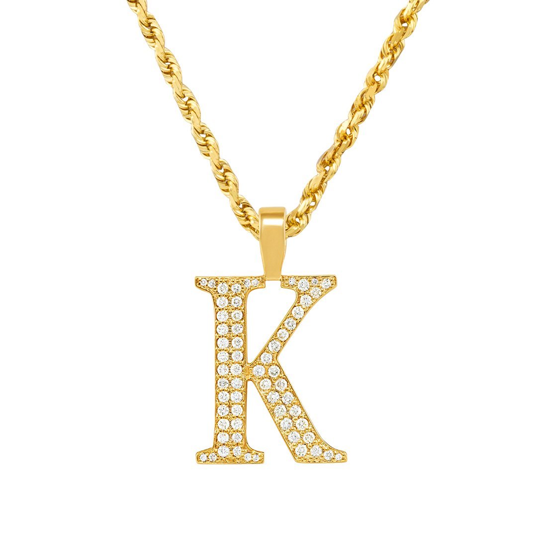 Yellow 14K Yellow Gold Diamond Initial Letter K Pendant 0.81 Ctw