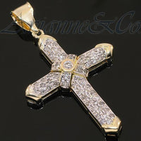 Thumbnail for Yellow 14K Yellow Solid Gold Diamond Cross Pendant 2.25 Ctw