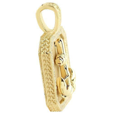 14K Yellow Solid Gold Mens Diamond Custom Made Anchor Dog Tag Pendant 1.50 Ctw