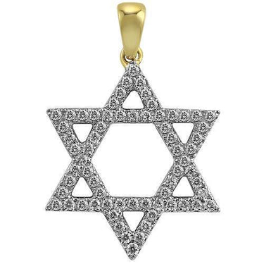 Yellow 14K Yellow Solid Gold Mens Diamond Star of David Pendant 0.46 Ctw