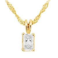Thumbnail for Yellow 14K Yellow Solid Gold Womens Diamond Radiant Cut Solitaire Pendant 0.25 Ctw