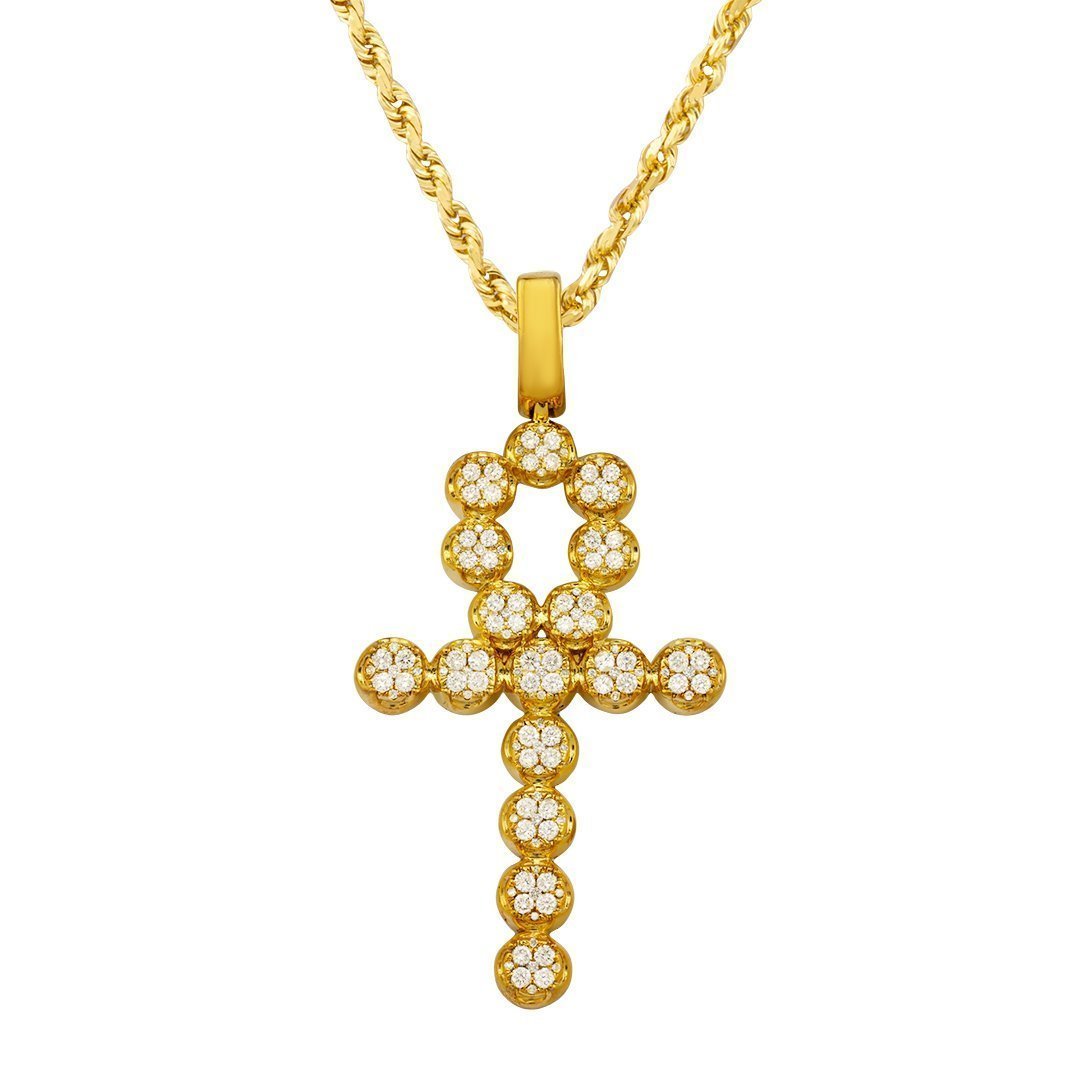 Diamond Ankh Pendant in 14k Yellow Gold 3.25 Ctw