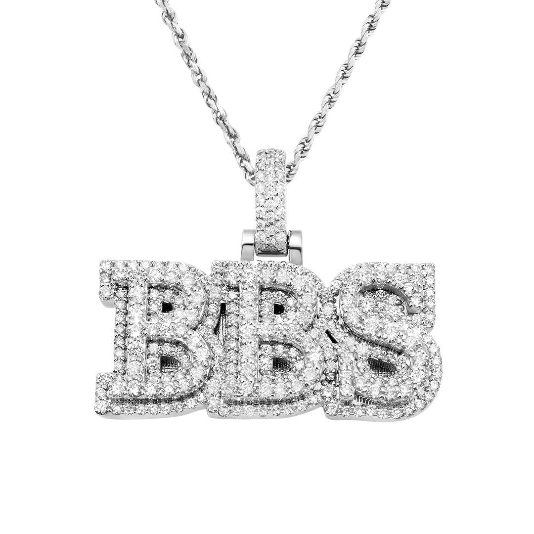 White Diamond BBS Pendant in 14k White Gold 6 CTW