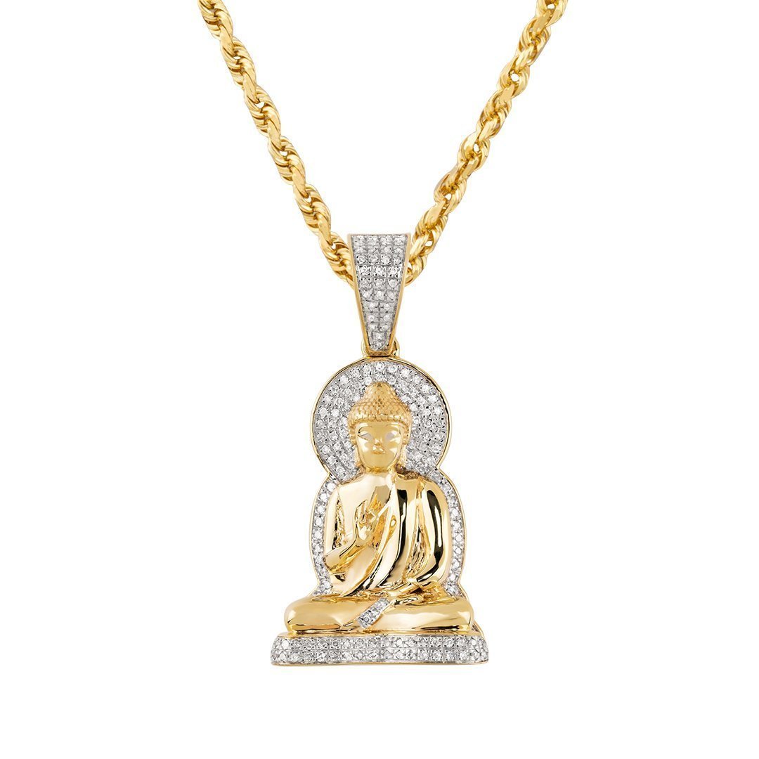 Diamond Buddha Pendant in 10k Two Tone Gold 0.50 Ctw