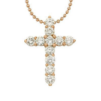 Thumbnail for Diamond Cross Pendant in 14k Rose Gold 3.55 Ctw