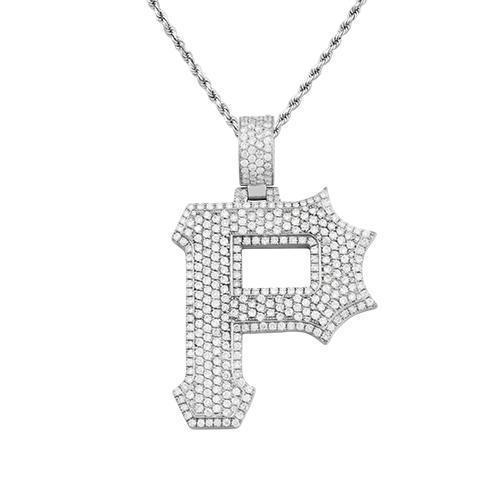 Diamond Custom "Pirates P" Pendant in 14k White Gold 4 Ctw