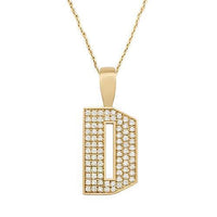 Thumbnail for Yellow Diamond Initial Letter D Pendant in 14k Yellow Gold 1 Ctw