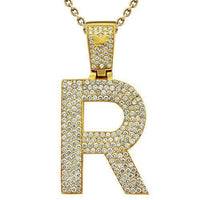 Thumbnail for Diamond Initial Letter R Pendant in 14k Yellow Gold 9.5 Ctw