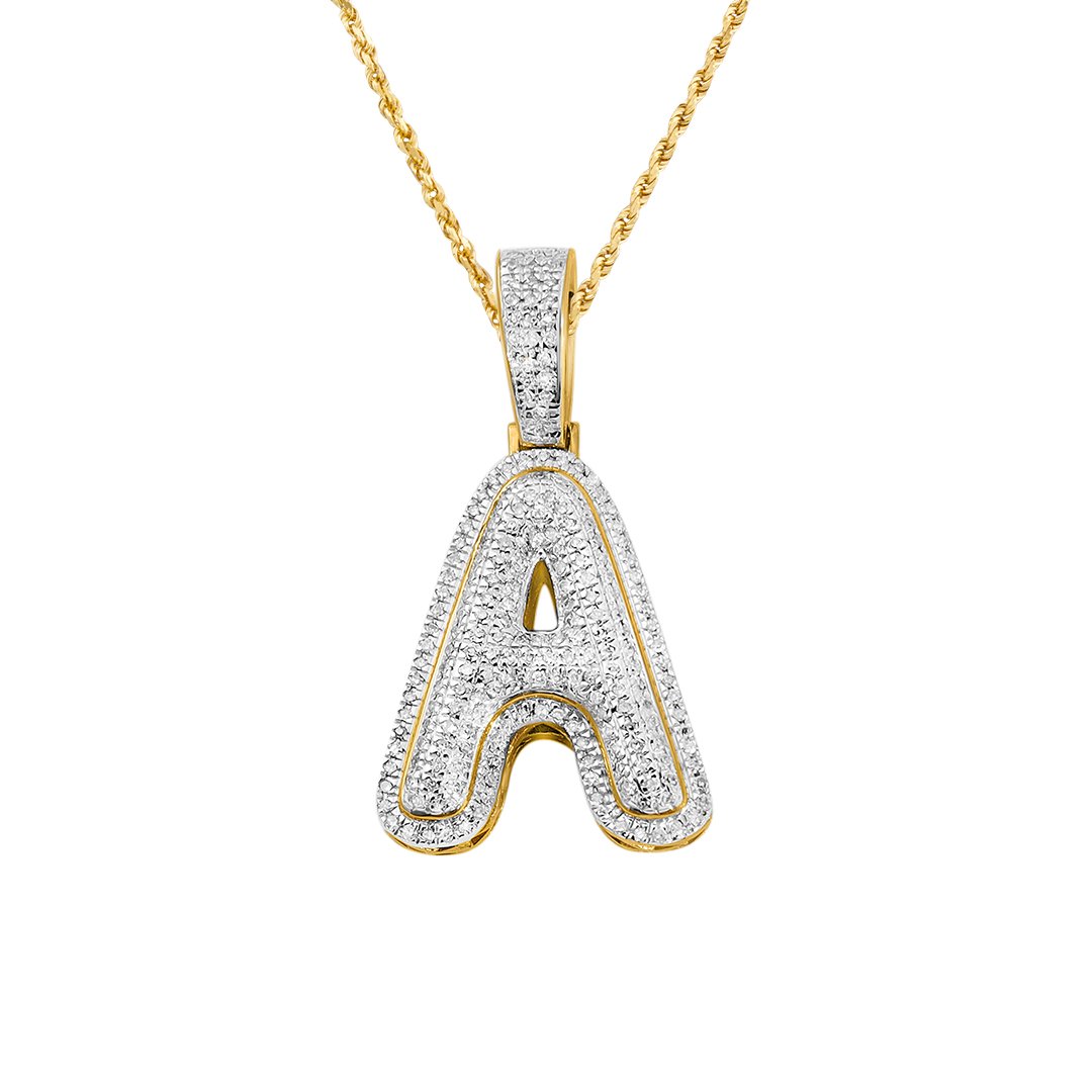 yellow diamond letter A pendant
