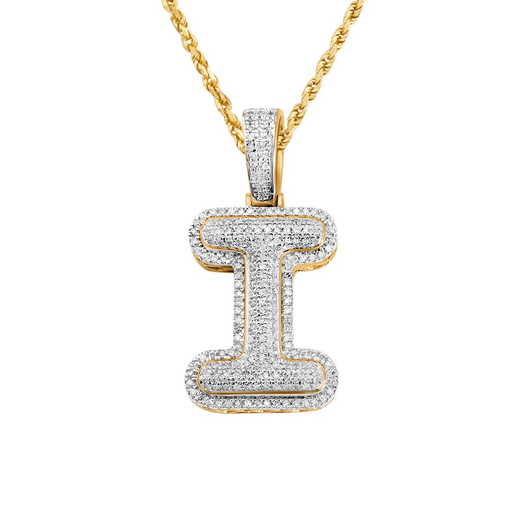 yellow diamond letter i pendant