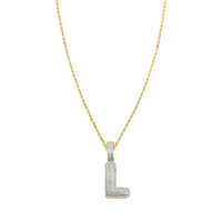Thumbnail for yellow Diamond Letter L Pendant in 10k in Yellow Gold 0.25 ctw