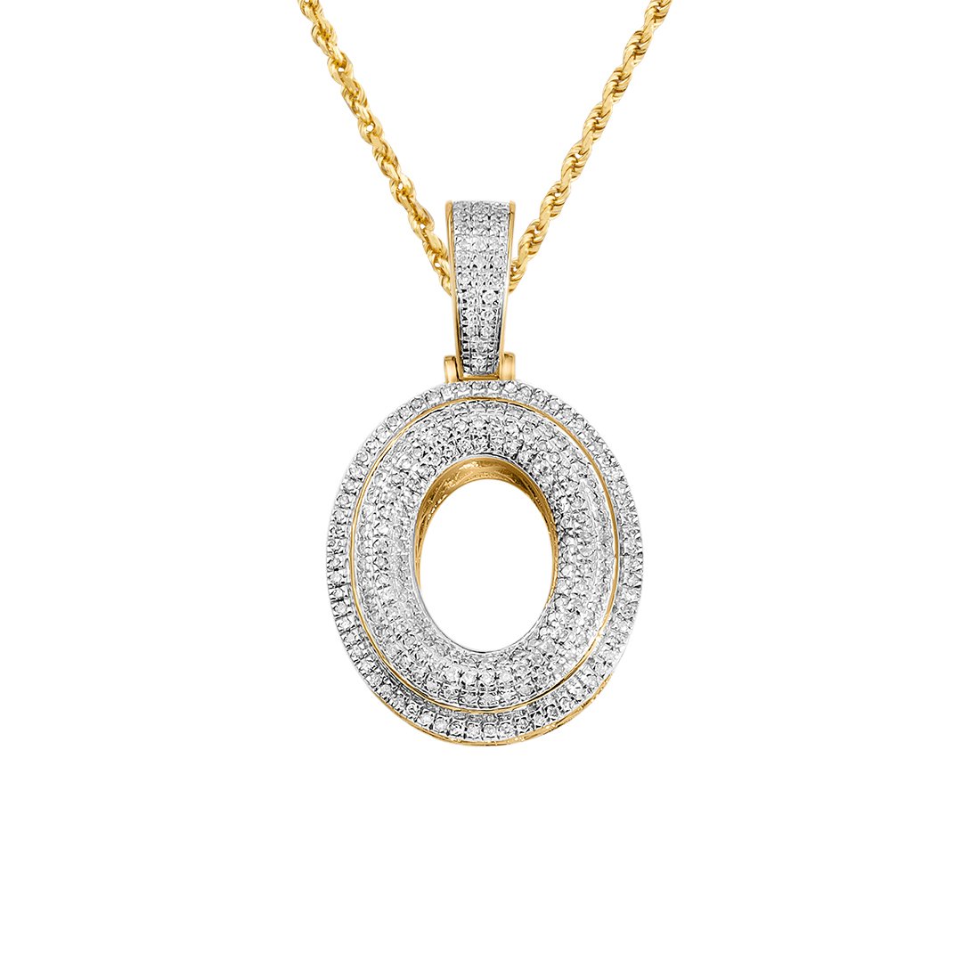 yellow diamond letter O pendant