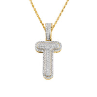 Thumbnail for yellow Diamond Letter T Pendant in 10k Yellow Gold 0.24 ctw