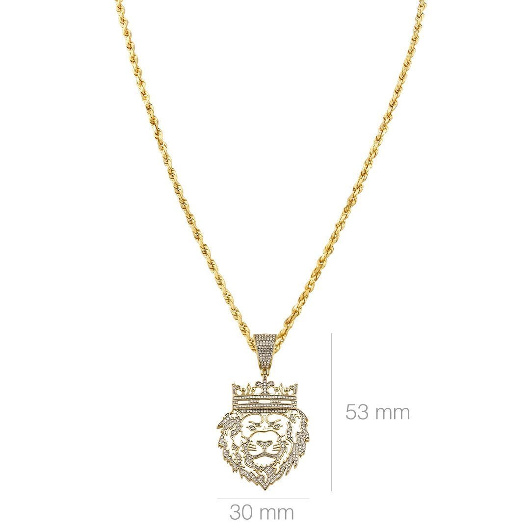 Yellow Diamond Lion Head Pendant 10k Yellow Gold 0.40 Ctw