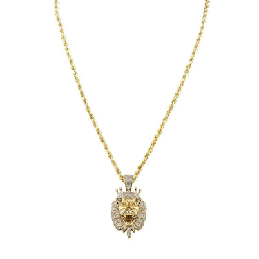 Diamond Lion Head Pendant in 10k Yellow Gold 1.01 Ctw
