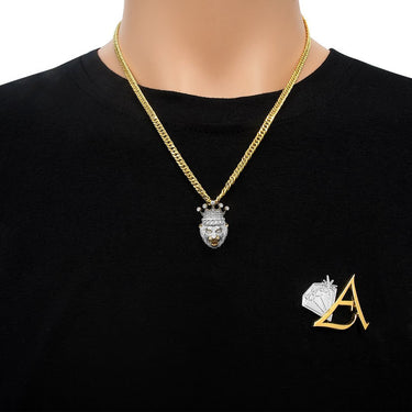 Diamond Lion King Pendant in 10k White Gold