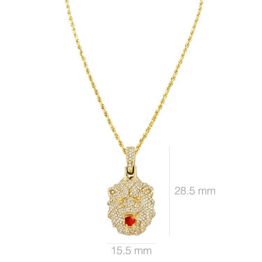 Diamond Lion Pendant in 14k Yellow Gold 1.50 Ctw