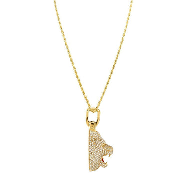 Diamond Lion Pendant in 14k Yellow Gold 1.50 Ctw