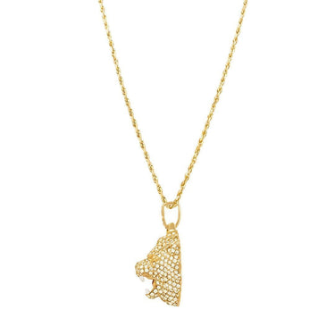 Diamond Lion Pendant in 14k Yellow Gold 3.10 Ctw