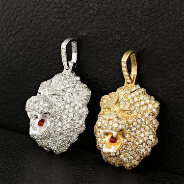 Diamond Lion Pendant in 14k Yellow Gold 3.10 Ctw