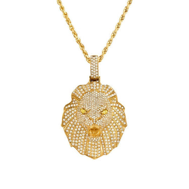 Diamond Lion Pendant in 14k Yellow Gold 5.50 Ctw