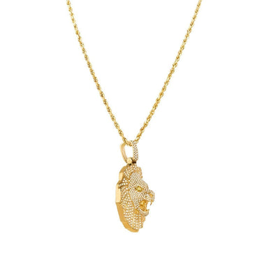 Diamond Lion Pendant in 14k Yellow Gold 5.50 Ctw