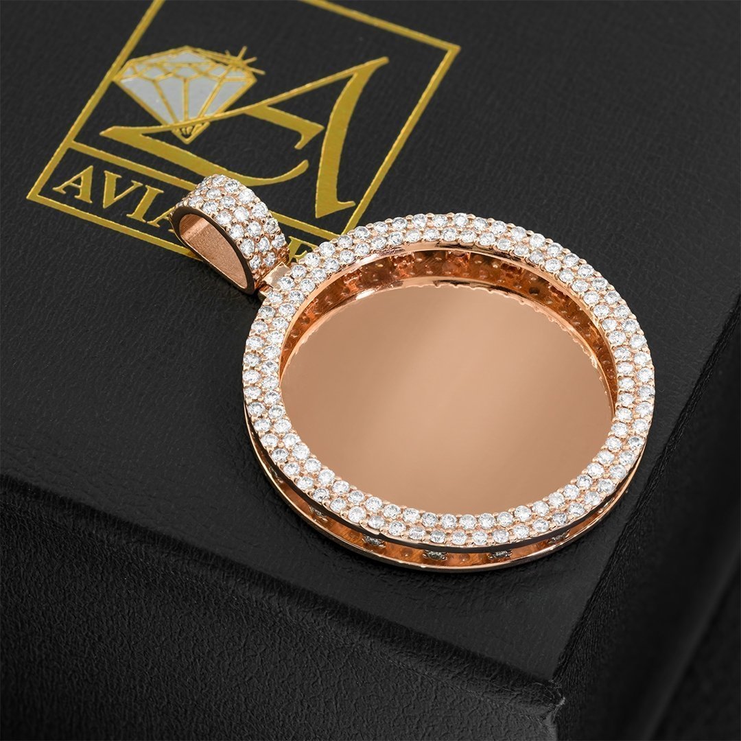 Diamond Rest In Peace Memory Frame Pendant in 14k Yellow Gold 3.45 Ctw