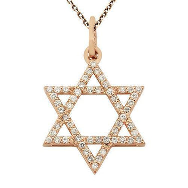 Rose Diamond Star of David Pendant in 14k Rose Gold 0.9 Ctw