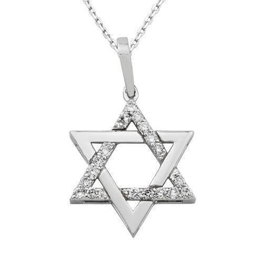White Diamond Star of David Pendant in 14k White Gold 0.75 Ctw