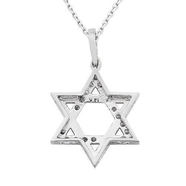 White Diamond Star of David Pendant in 14k White Gold 0.75 Ctw