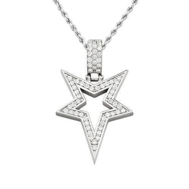 Diamond Star Pendant in 14k White Gold 1.75 Ctw