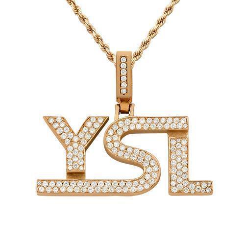 Diamond "YSL" Pendent in 10k Rose Gold 3 Ctw