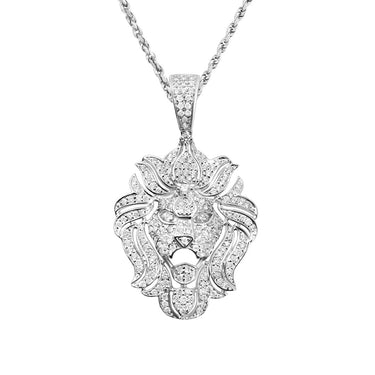 White , Yellow Lion Pendant in 10k Gold 1.04 Ctw