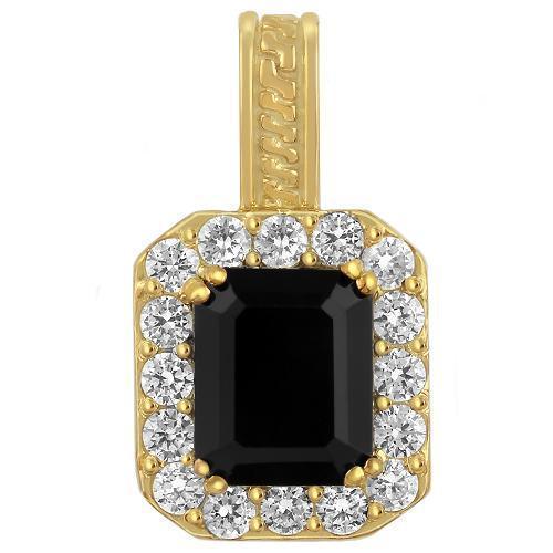 Sterling Silver Yellow Gold Plated Semi-Precious Crystal Onyx Pendant