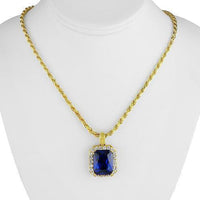 Thumbnail for Sterling Silver Yellow Gold Plated Semi-Precious Crystal Sapphire  Pendant
