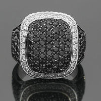 Thumbnail for 10K White Solid Gold Mens Diamond Ring with Black Diamonds 6.50 Ctw