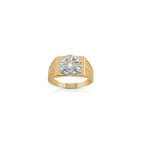 Thumbnail for 10K Yellow Solid Gold Mens Diamond Masonic Pinky Ring 0.50 Ctw