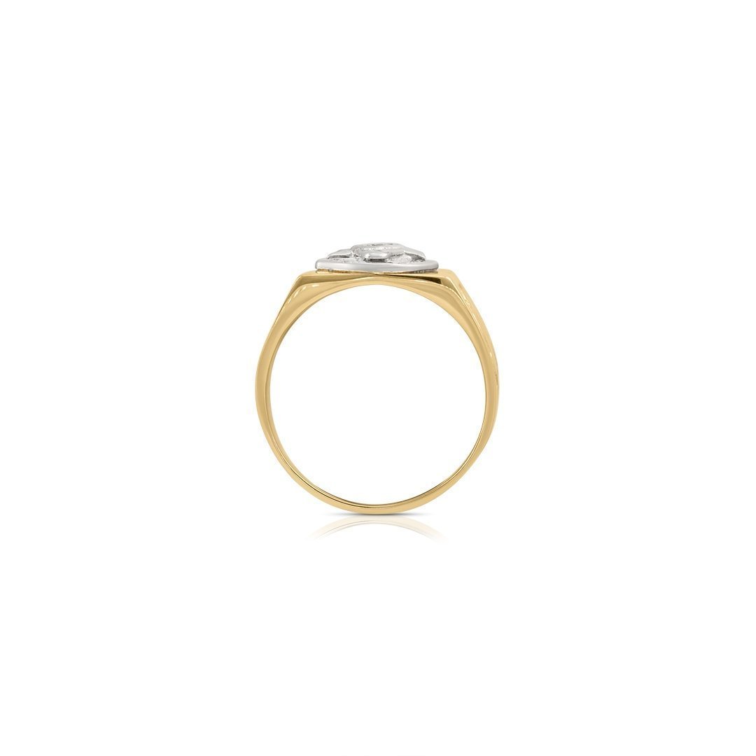 10K Yellow Solid Gold Mens Diamond Masonic Pinky Ring 0.50 Ctw