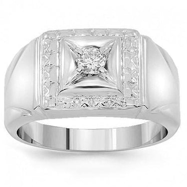 10K Yellow Solid Gold Mens Diamond Solitaire Pinky Ring 0.13 Ctw