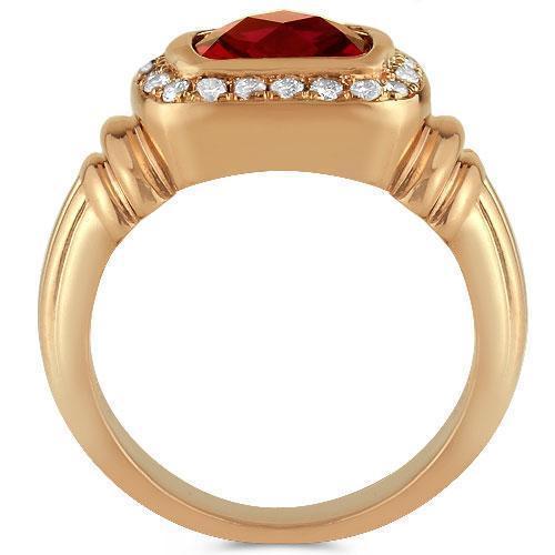 14K Rose Solid Gold Mens Diamond Ruby Pinky Ring 3.50 Ctw