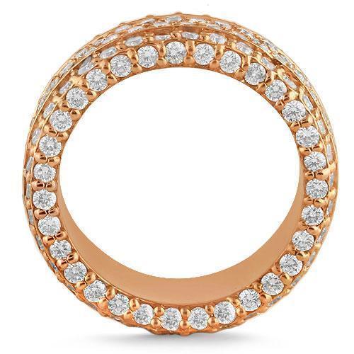 14K Rose Solid Gold Mens Diamond Wedding Ring Band 5.11 Ctw