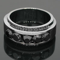 Thumbnail for 14K Solid Gold Black Rhodium Plated Mens Diamond Ring with Black Diamonds 3.50 Ctw