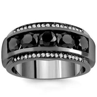 Thumbnail for 14K Solid Gold Black Rhodium Plated Mens Diamond Ring with White and Black Diamonds 3.50  Ctw