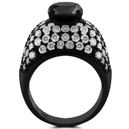 14K Solid Gold Black Rhodium Plated Mens Ring with Black and White Diamonds 8.75 Ctw