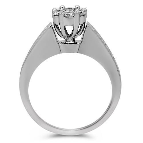 14K Solid White Gold Diamond Bridal Ring Set 1.25 Ctw
