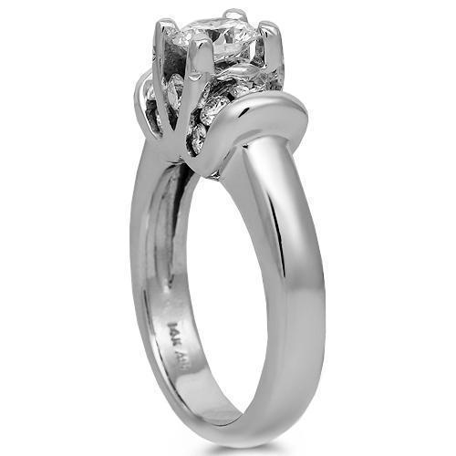 14K Solid White Gold Diamond Engagement Ring 0.71 Ctw