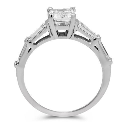 14K Solid White Gold Diamond Engagement Ring 2.04 Ctw